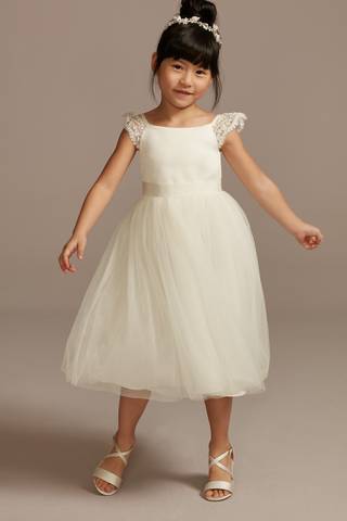 Picture of Crochet Cap Sleeve Ruffle Flower Girl Dress