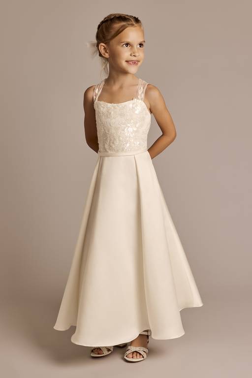 ivory satin flower girl dress Ivory Satin Sash Flower Girl Dress