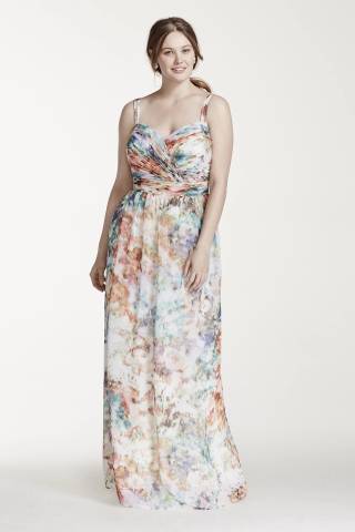 Picture of Strapless Printed Chiffon Dress