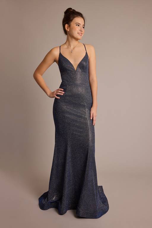 glitter knit prom dress Long A-Line Glitter Knit Prom Dress The Dress Outlet