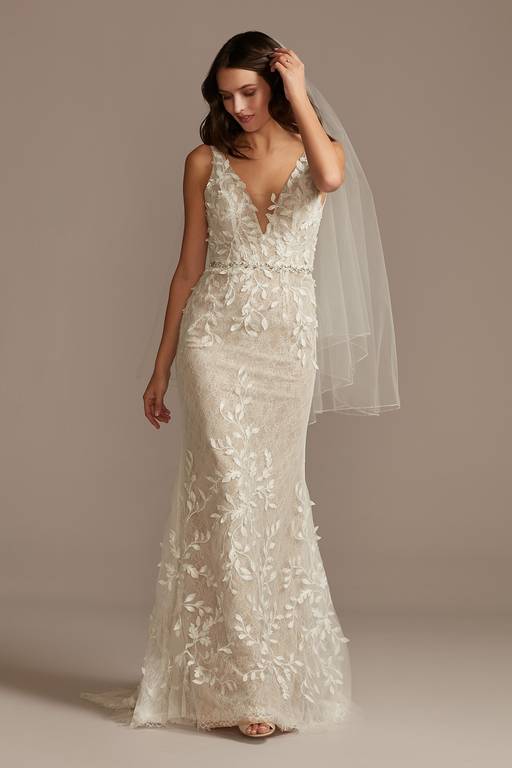 melissa sweet 3d leaves applique lace wedding dress Melissa Sweet, MS251223 3d leaves applique lace v-neck wedding dr Wedding  Dress Save 65%