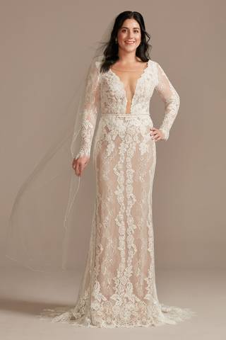 Picture of Plunge Long Sleeve Wedding Dress