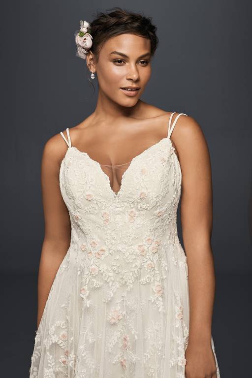 scalloped a line wedding dress with double straps Melissa Sweet, Scalloped A-line wedding dress with double straps New Wedding  Dress Save 29%