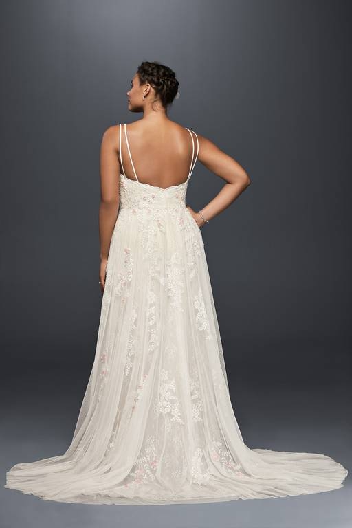 scalloped a line wedding dress with double straps As-Is Scalloped A-Line Plus Size Wedding Dress
