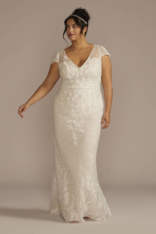 david's bridal lace sheath dress Davids Bridal Sheath Wedding Dress size 18