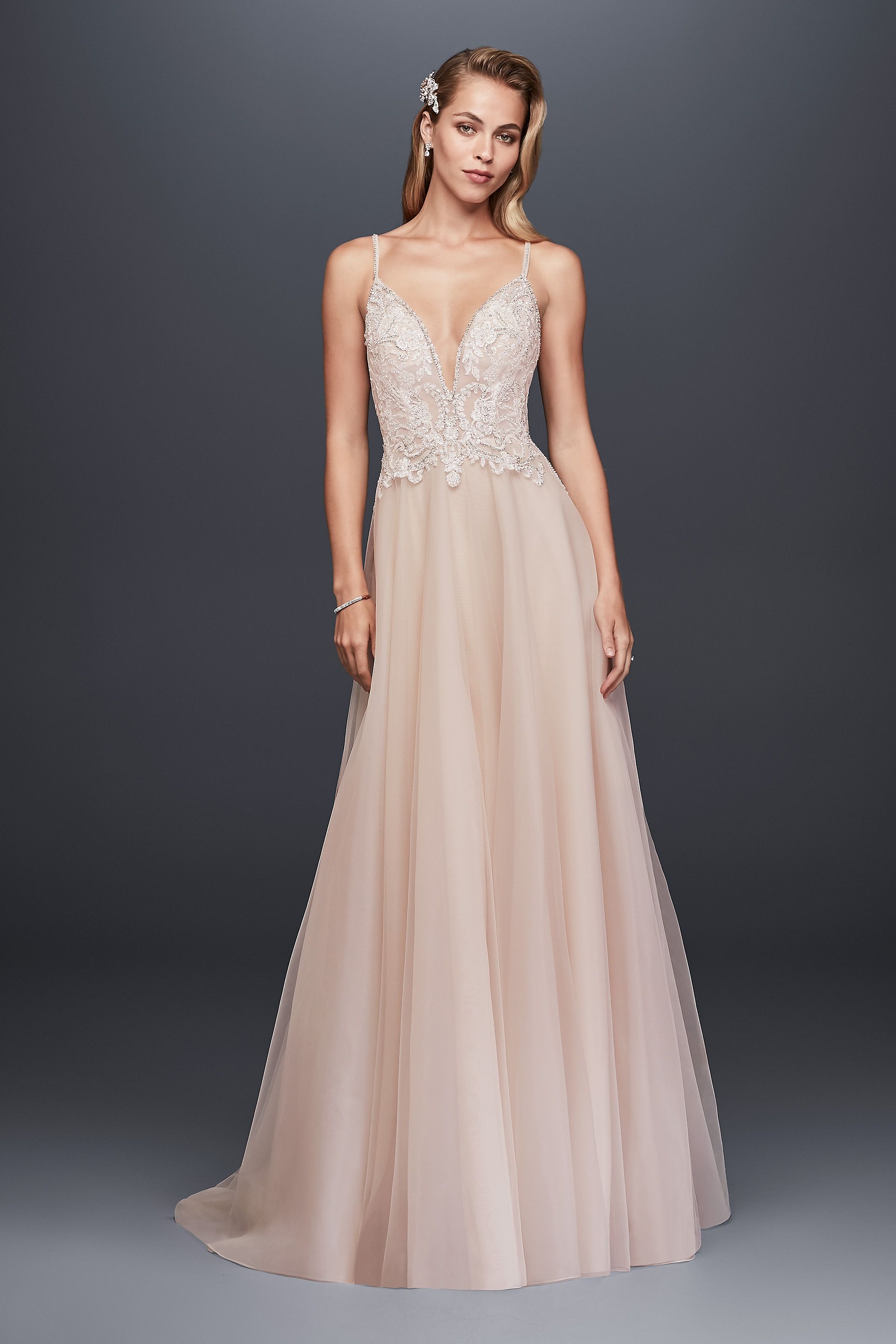 sheer beaded bodice organza a-line wedding dress As-Is Beaded Bodice Organza A-Line Wedding Dress