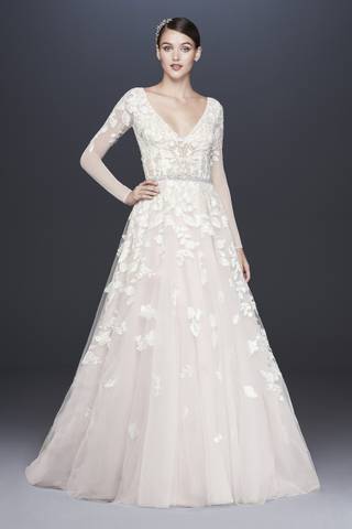 Picture of As - Is Illusion Sleeve Ball Gown Wedding Dress