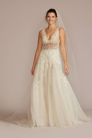 Picture of Drop Waist Beaded Applique Wedding Gown