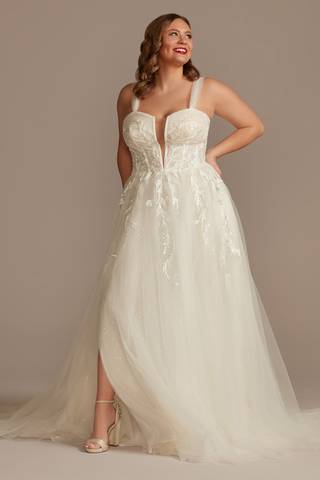 Picture of Removable Straps Tulle Plus Wedding Dress