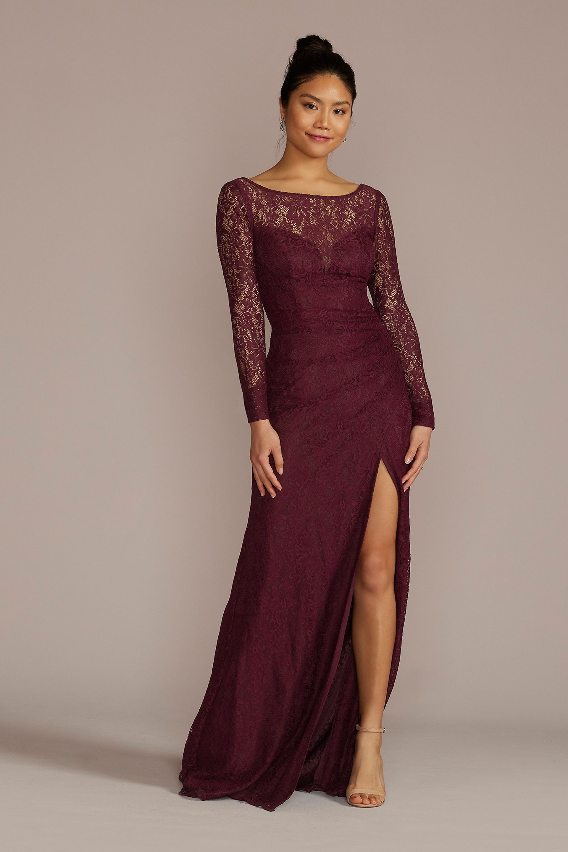 wine color lace dress Leonie Floral Lace Maxi Dress