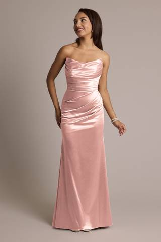 ballet pink bridesmaid dresses Chiffon Bridesmaid Ballet Pink Bridesmaid Dresses Ruffle Strap Scoop Neck Chiffon A-Line Dress David's Bridal