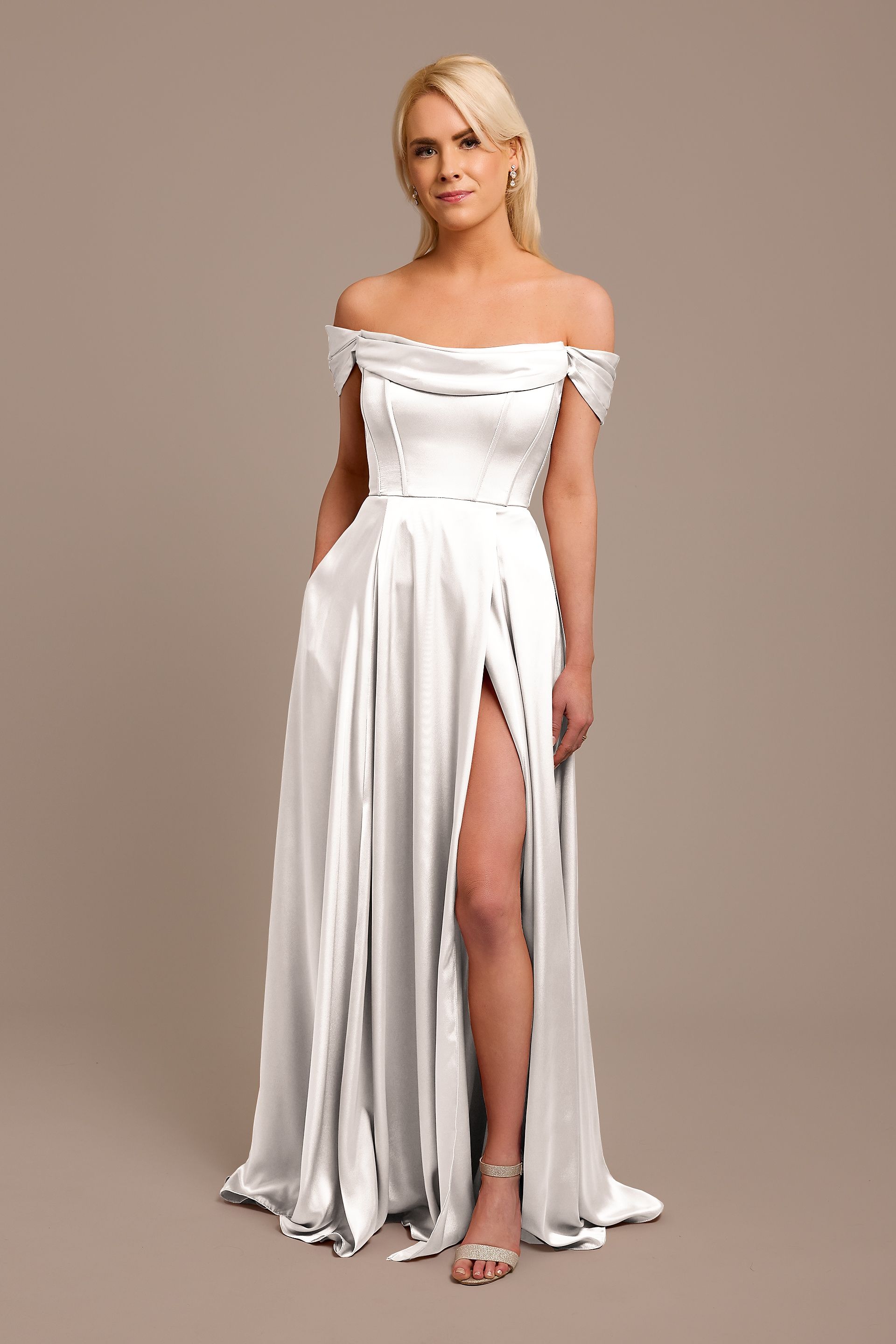 charmeuse cowl off-the-shoulder dress As Is Charmeuse Cowl Off-the-Shoulder Dress
