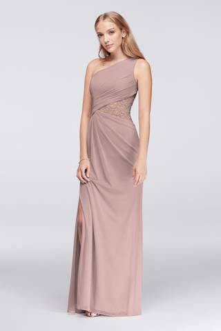 Picture of One-Shoulder Mesh Dress with Lace Inset