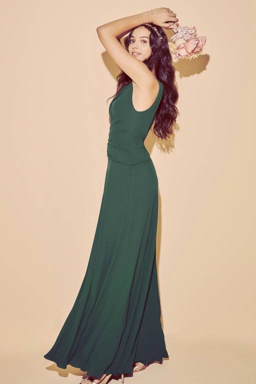 one shoulder chiffon bridesmaid dress with cascade One-Shoulder Chiffon Bridesmaid Dress with Cascade