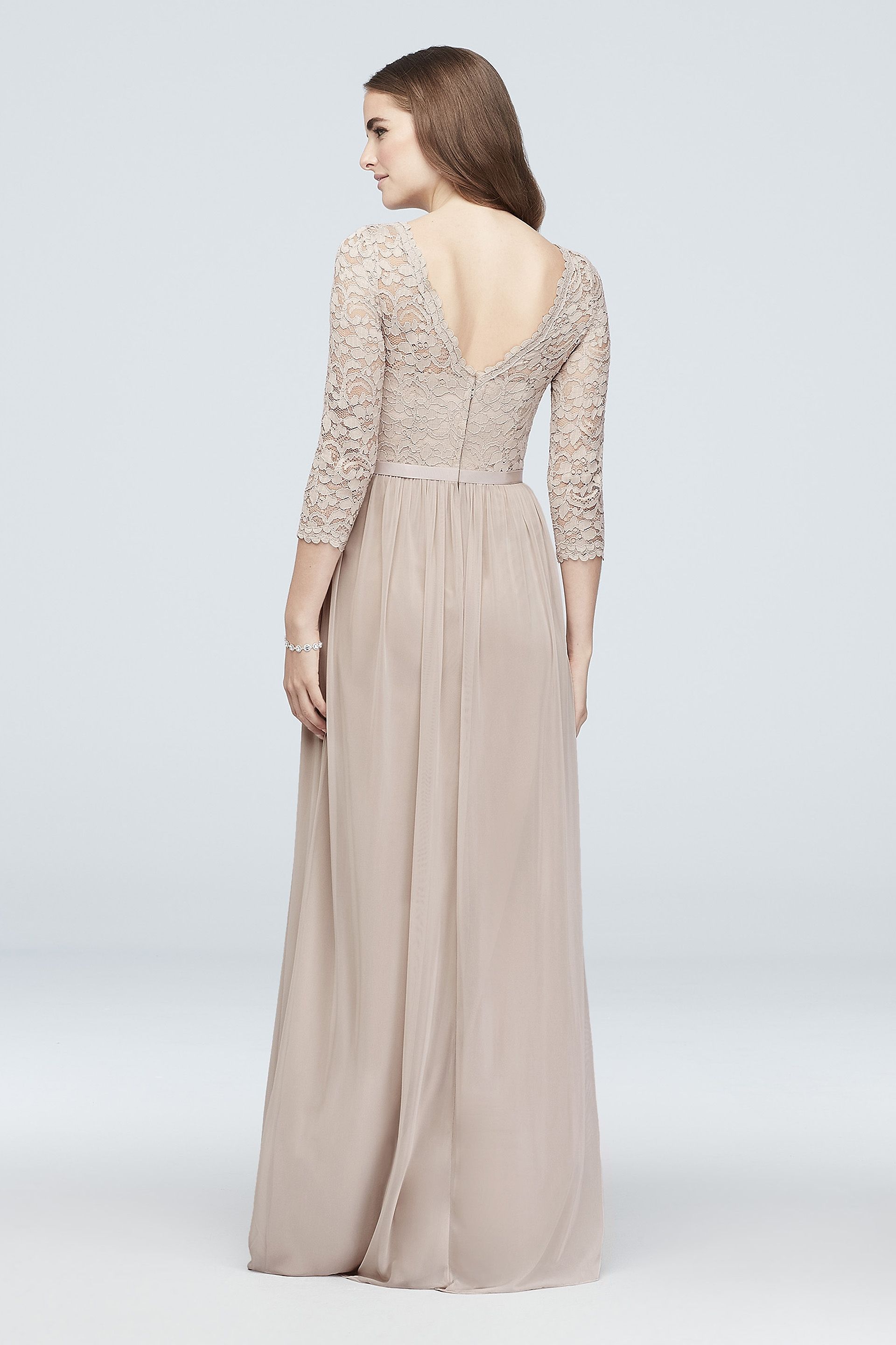 lace and mesh bridesmaid dress As Is Three-Quarter Lace and Mesh Bridesmaid Dress
