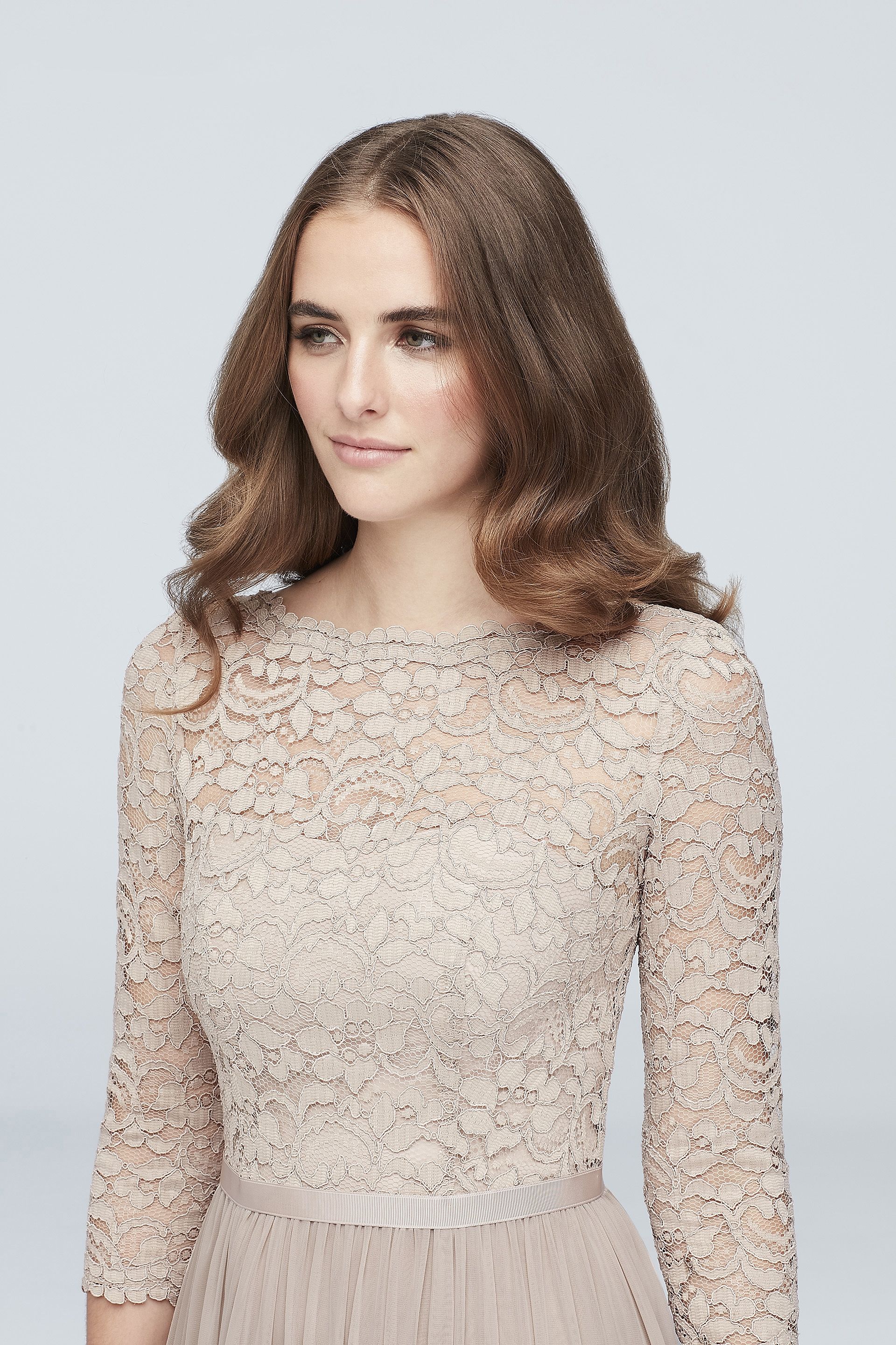 lace dresses for sale online As Is Three-Quarter Lace and Mesh Bridesmaid Dress