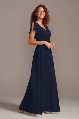 david's bridal flutter sleeve crisscross mesh bridesmaid dress Flutter Sleeve Crisscross Mesh Bridesmaid Dress
