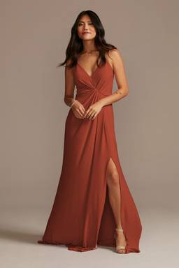 jersey a-line bridesmaid dress with knot detail David's Bridal Jersey A-Line Bridesmaid Dress w/Knot Detail size 6