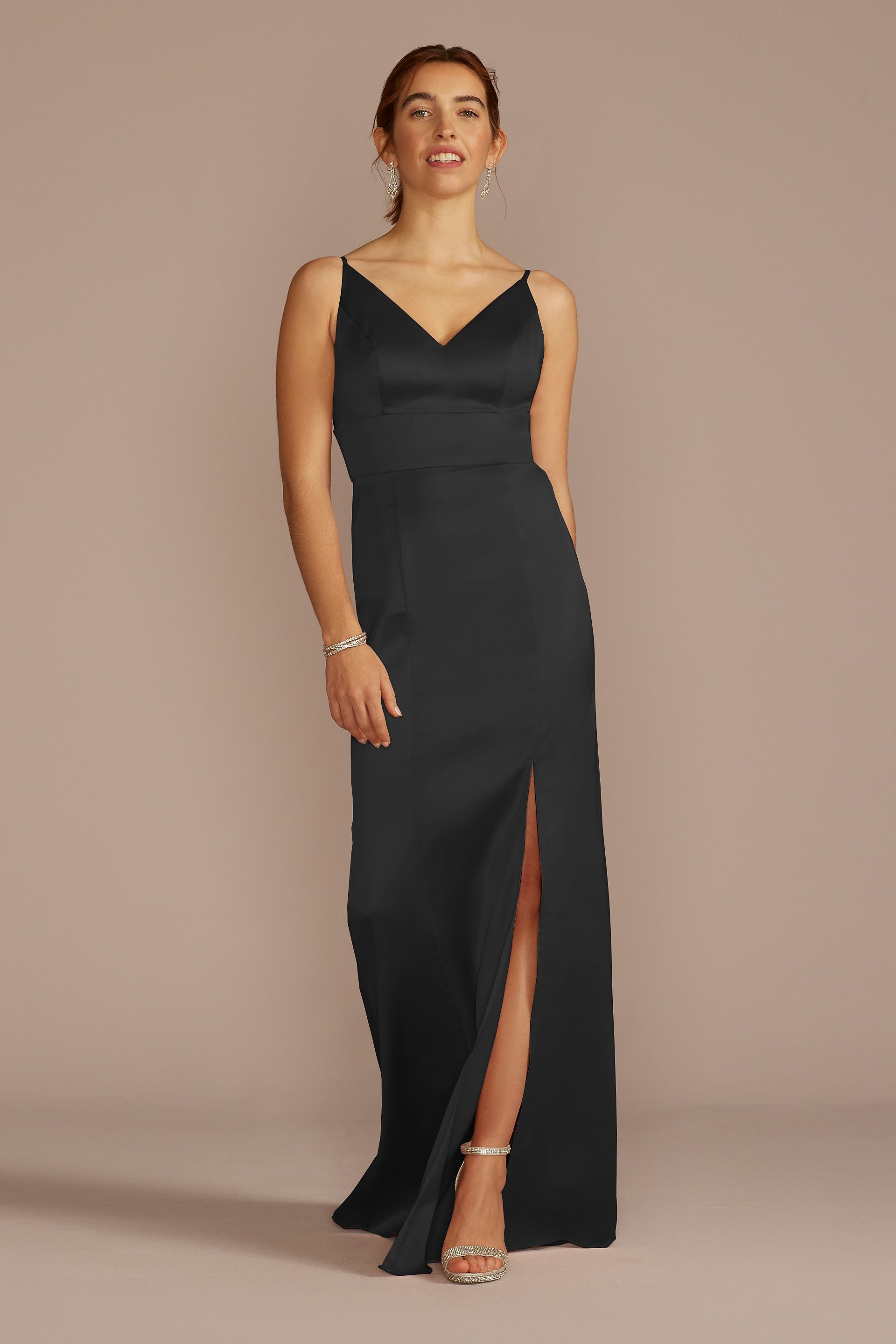 Stretch Satin Spaghetti Strap Bridesmaid Dress
