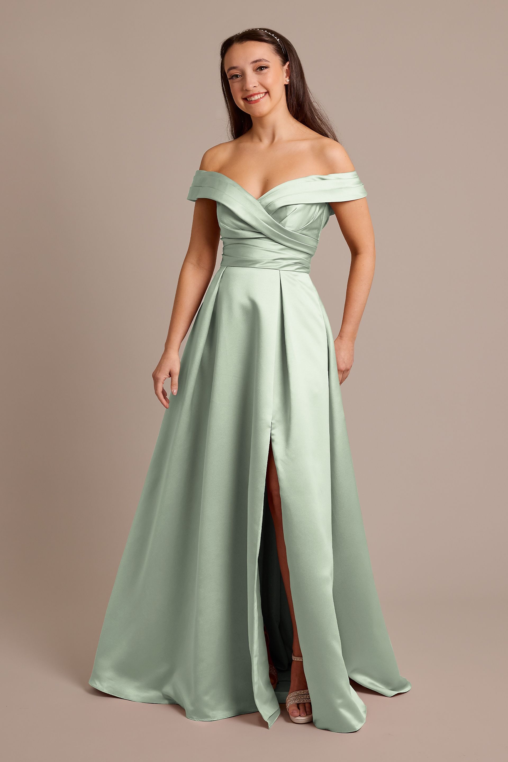dusty sage satin bridesmaid dresses Dusty Sage Charmeuse Sleeveless Mismatched Bridesmaid Dresses, Dress E