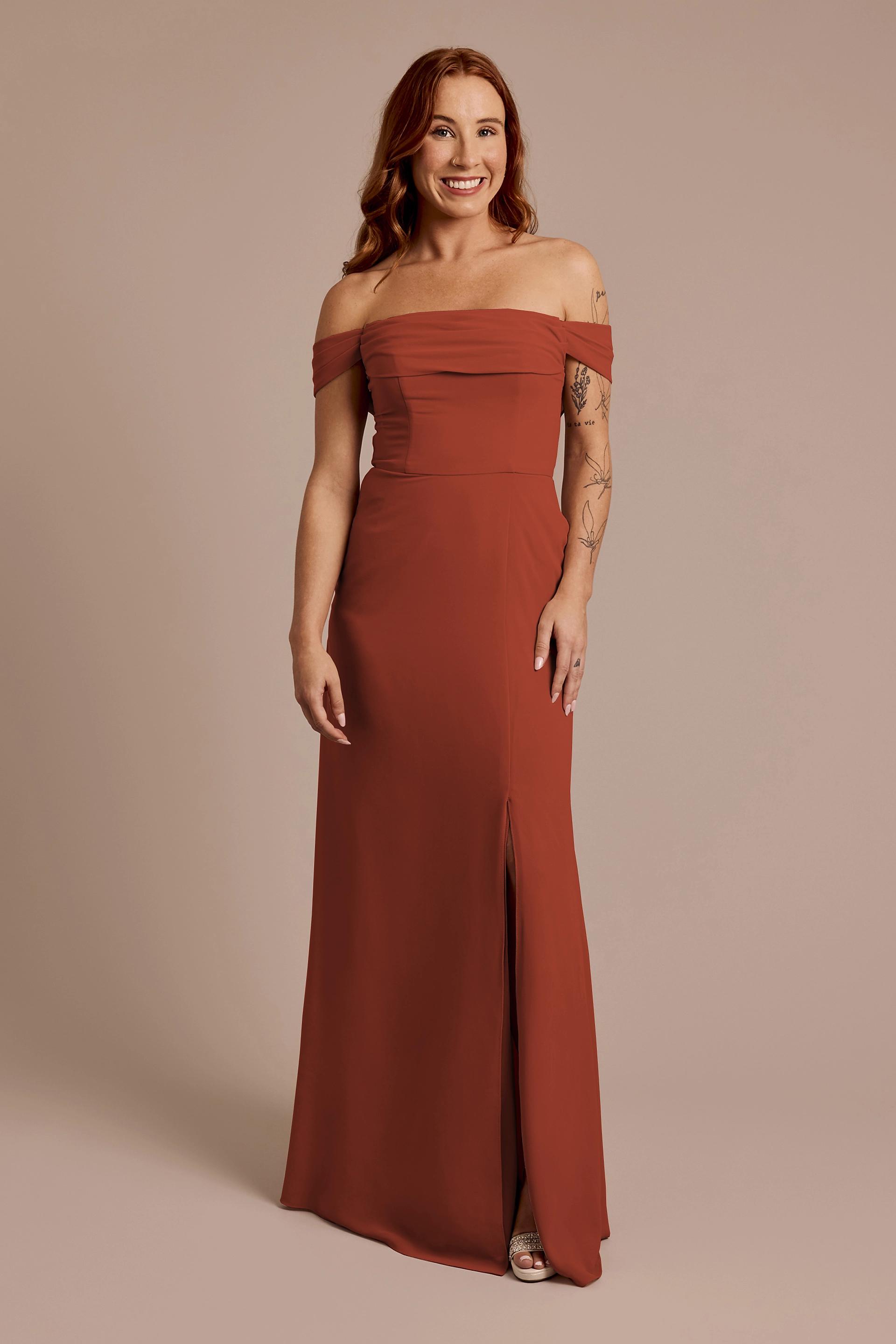 As Is Chiffon Off-the-Shoulder Draped Dress