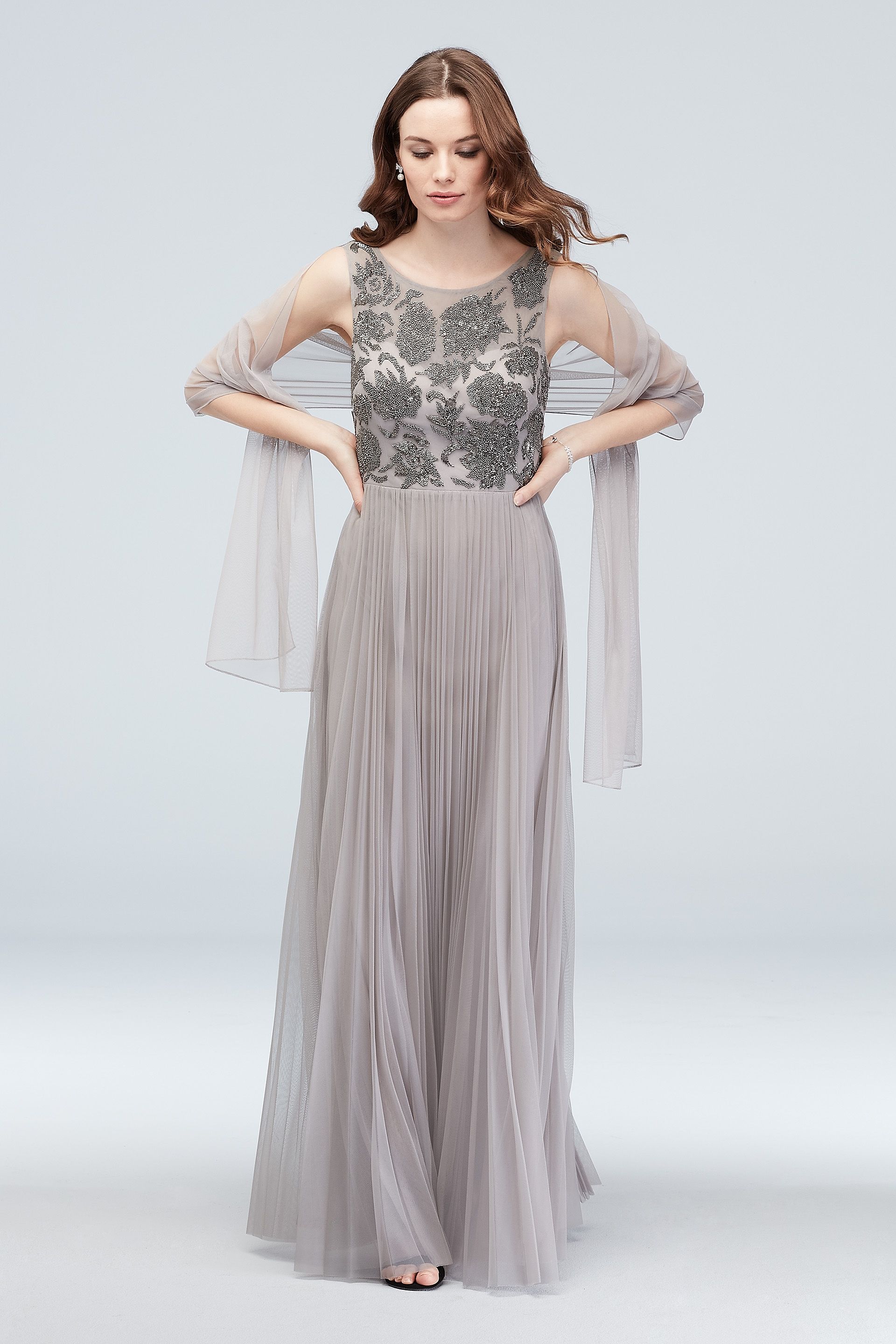 accordion pleated dresses Metallic Accordion Pleat Maxi Dress
