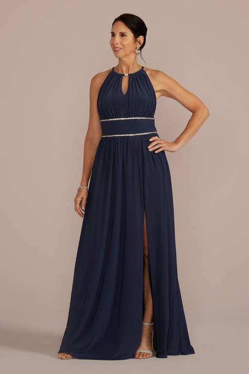 jersey knit prom dresses Lace Grape Jersey Illusion Plunging Prom Dress