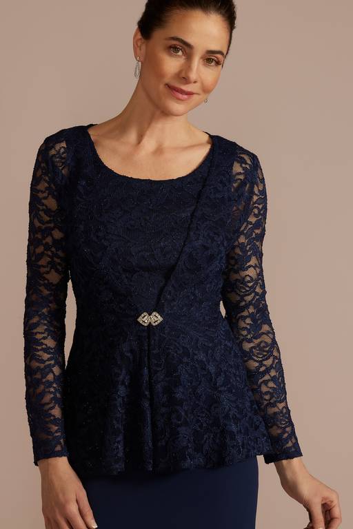 long sleeve lace peplum dress Long Dusty Rose Peplum Formal Dress with Long Sleeves Dusty Rose / 18