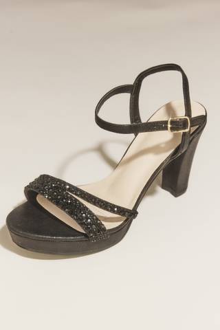 Picture of Crystal Embellished Metallic Platform Heels