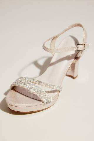 Picture of Crystal Embellished Metallic Platform Heels