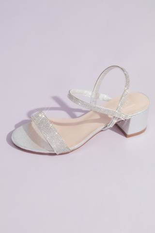 Picture of Crystal-Encrusted Stretch Strap Low-Heel Sandals