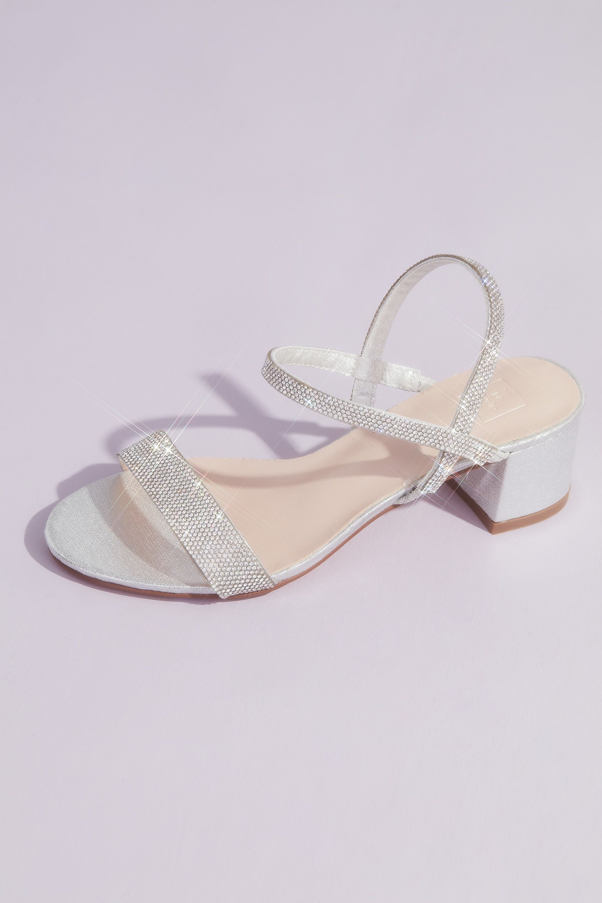 Picture of Crystal-Encrusted Stretch Strap Low-Heel Sandals