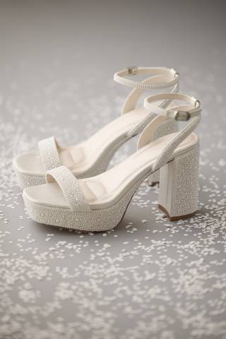 View Galina Signature Pearl Embellished Platform Block Heels in all available color and sizes Picture of Pearl Embellished Platform Block Heels