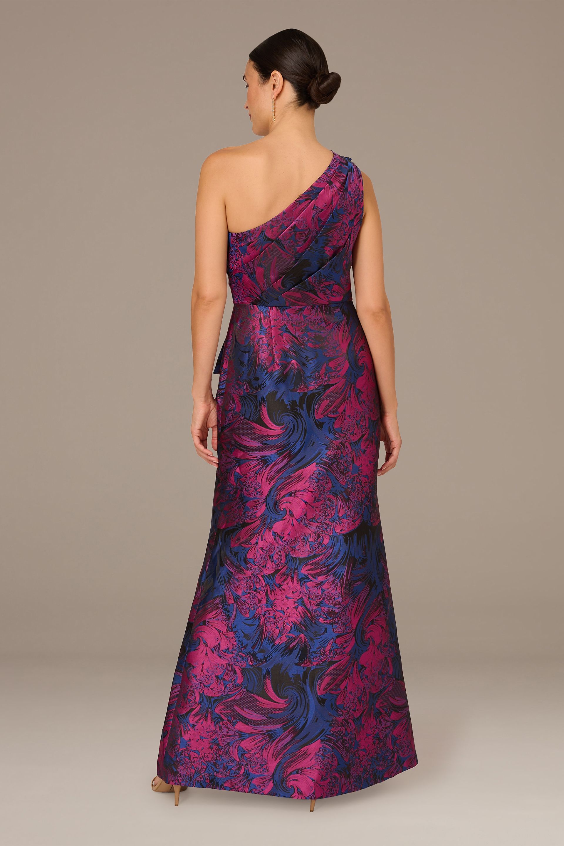 ワンピース l'or Flower Jacquard Dress One-Shoulder Ruffled Jacquard Sheath Dress | David's Bridal