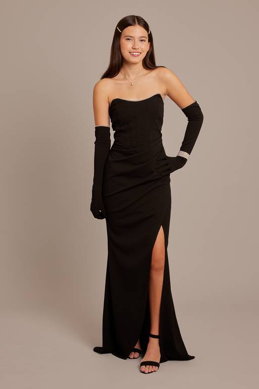david's bridal black strapless dress Davids Bridal, The Edit by DB Studio Women's Formal Sculpted Strapless  Neckline Sheath Dress, Full Length, Sequin
