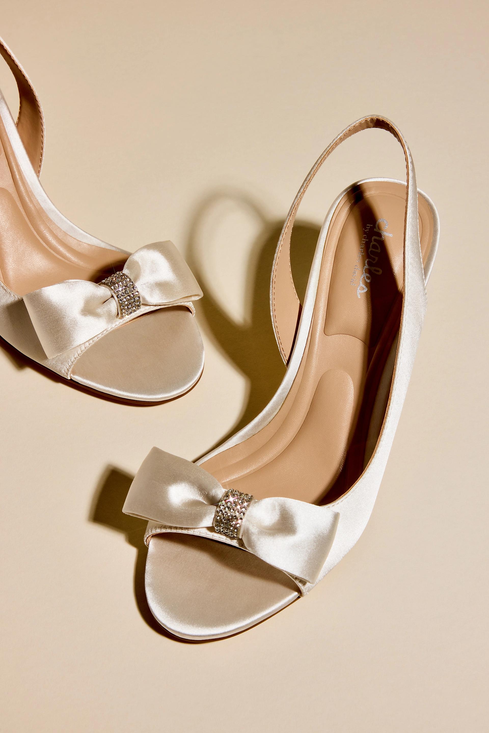 Picture of Satin and Rhinestone Bow DOrsay Kitten Heels
