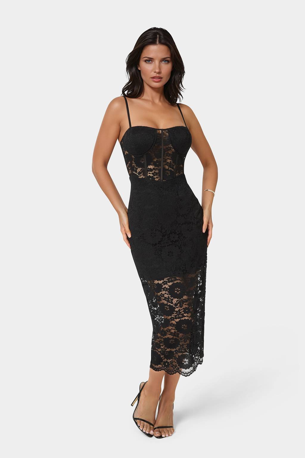 red satin bustier lace insert midi dress Red Satin Bustier Lace Insert Midi Dress Sale