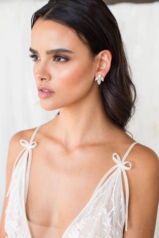 View Brides and Hairpins Three-Leaf Handmade Post Earrings in all available color and sizes Picture of Three-Leaf Handmade Post Earrings