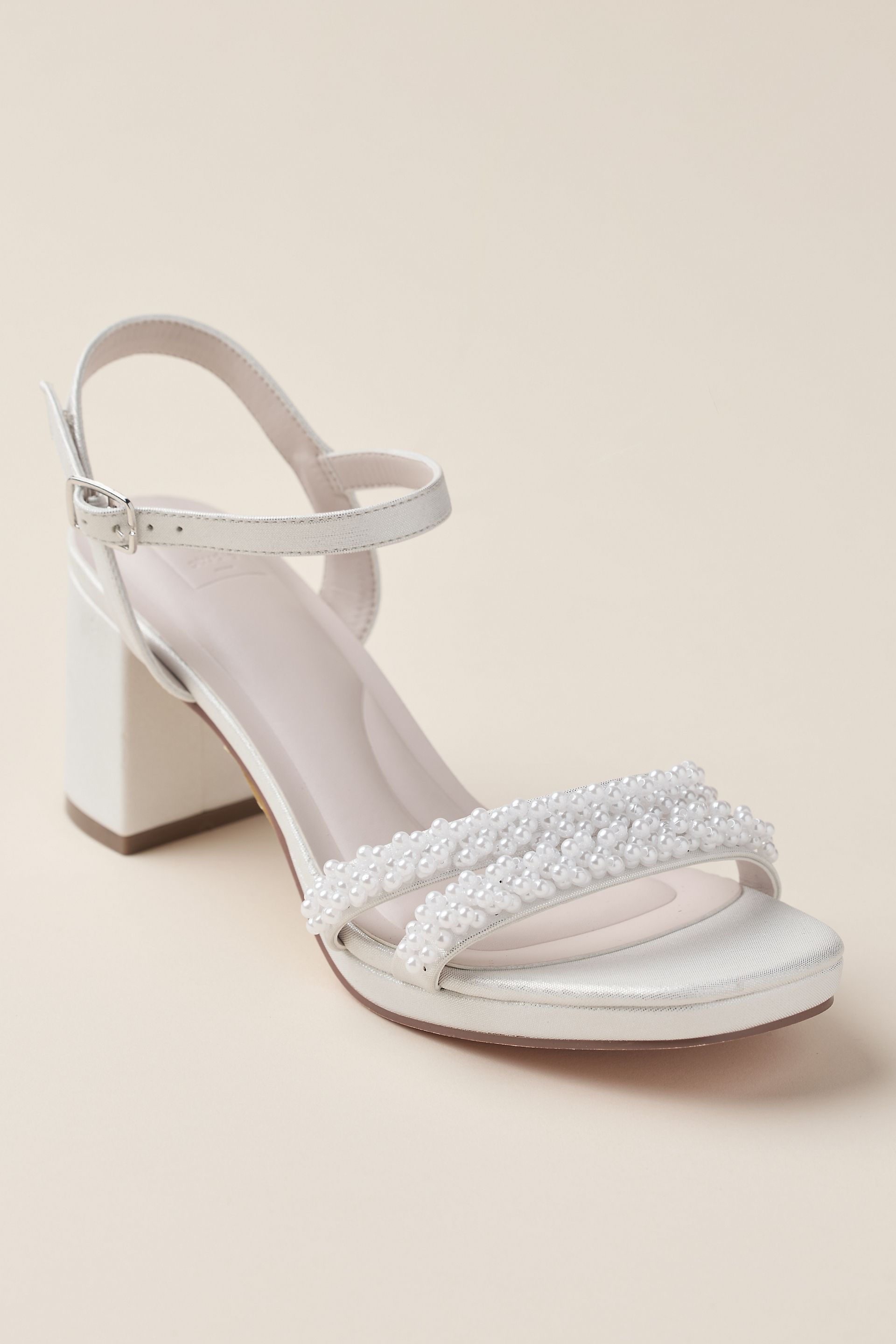 Picture of Pearl Embellished Soft Shimmer Block Heel Sandals