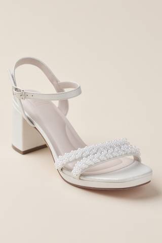 View DB Studio Pearl Embellished Soft Shimmer Block Heel Sandals in all available color and sizes Picture of Pearl Embellished Soft Shimmer Block Heel Sandals