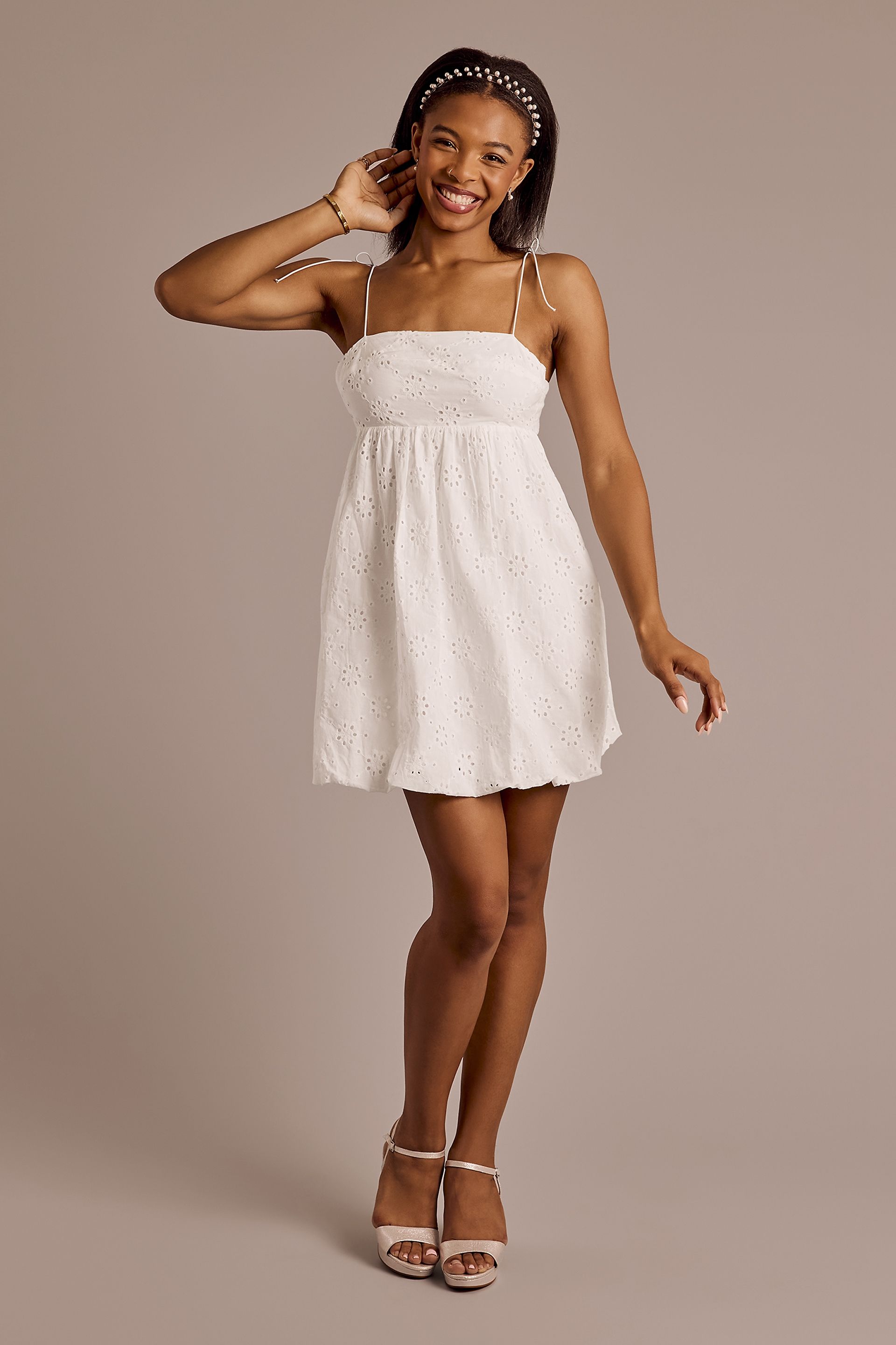 Picture of Eyelet Lace Tie Back Bubble Dress