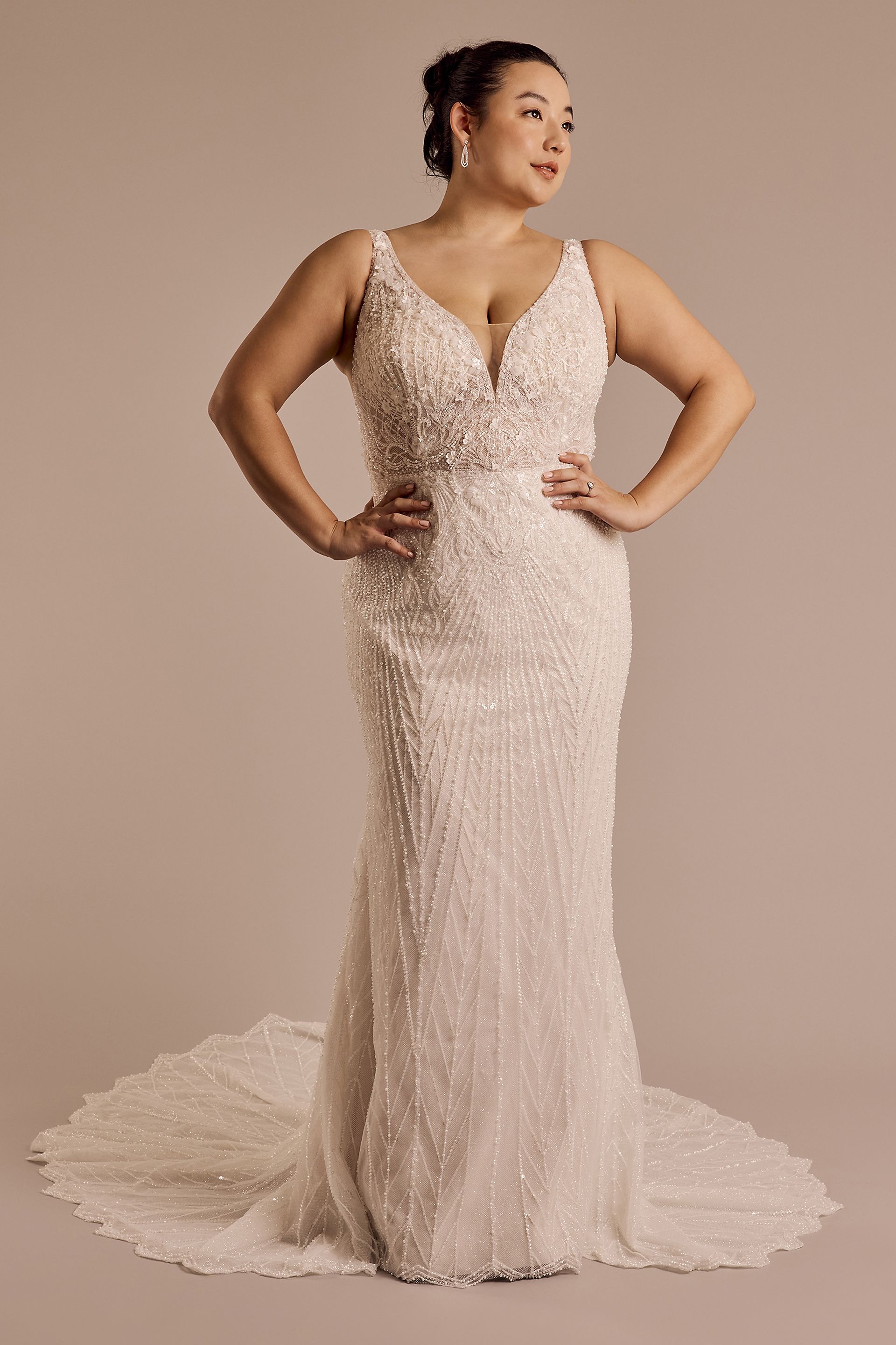 Allover Beaded Tank Wedding Dress | David's Bridal