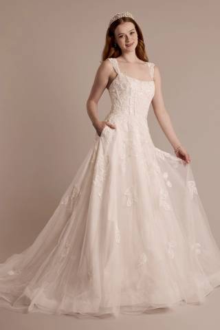 View Oleg Cassini Corset Bodice A-Line Dress with Removable Straps in all available color and sizes Picture of Corset Bodice A-Line Dress with Removable Straps