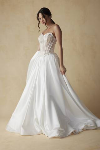 View Oleg Cassini Two-Piece Satin Corset Ball Gown in all available color and sizes Picture of Two-Piece Satin Corset Ball Gown