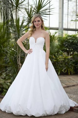 Picture of Bubble Hem Taffeta Ball Gown with Plunge Neckline