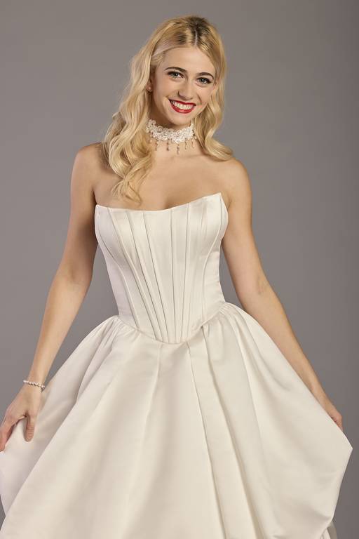 corset dress pick up Strapless Ruffle Corset Skater Dress Pink