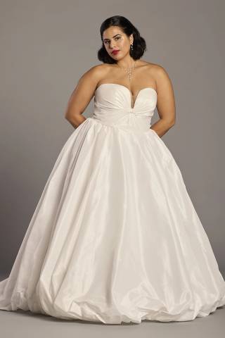 Picture of Bubble Hem Taffeta Ball Gown with Plunge Neckline