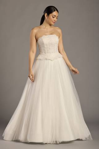 Picture of Lace Peplum Strapless Ball Gown Wedding Dress