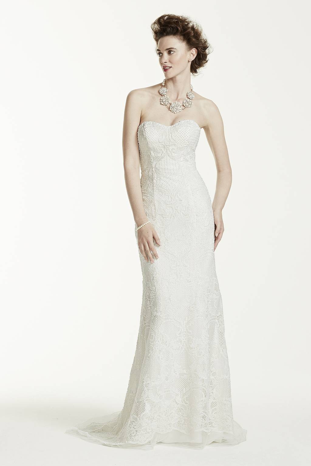 oleg cassini beaded lace dress Oleg Cassini, Beaded Lace Wedding Dress with Pleated Skirt Wedding Dress  Save 80%