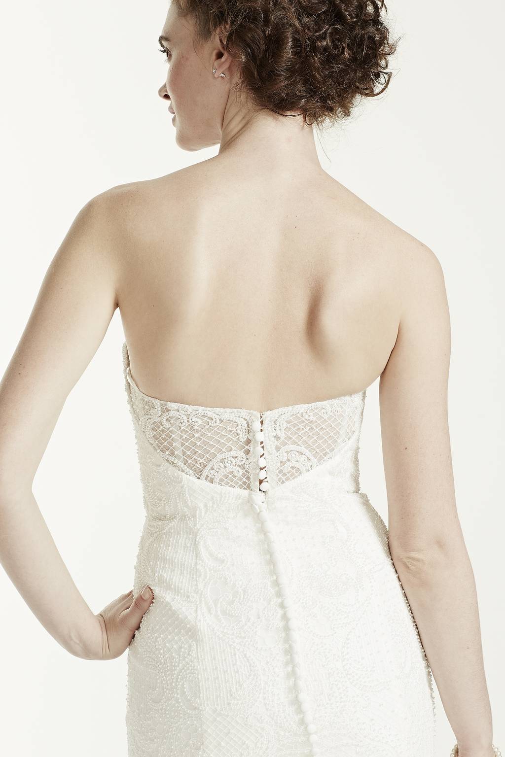 oleg cassini off-the-shoulder pearl beaded lace wedding dress Wedding Dresses